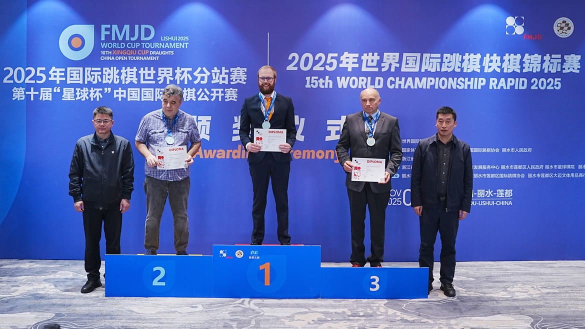 Чемпіонат світу з шашок-100. Швидка гра. Чоловіки. 2025 рік. Китай. Лішуй. Призери